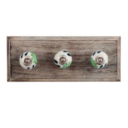 Anemone Ceramic Wooden Hooks